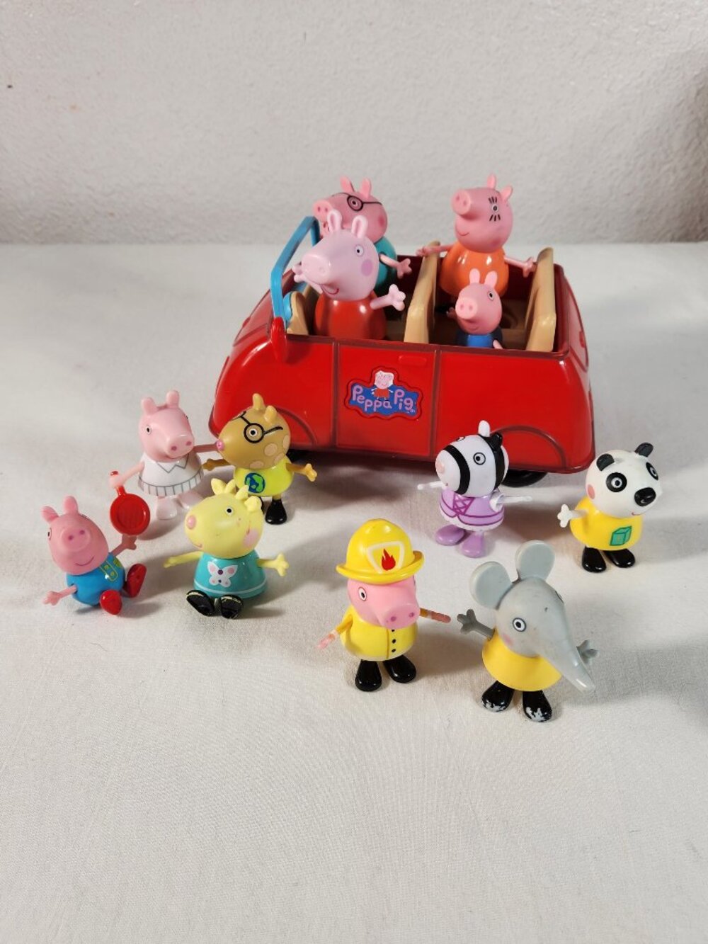Peppa Pig Play Set Vehicle Car 2003 Talking Sound Works + Figures LOT Fast Ship